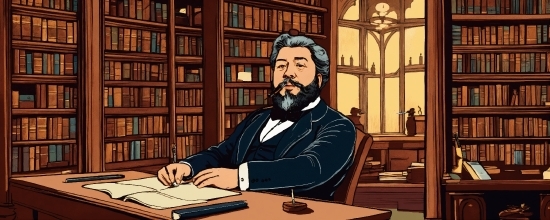 Table, Beard, Desk, Art, Bookcase, Window