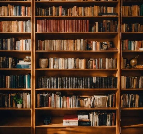 Brown, Bookcase, Furniture, Shelf, Book, Publication