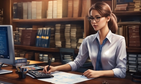 Glasses, Table, Desk, Vision Care, Computer Monitor, Shelf