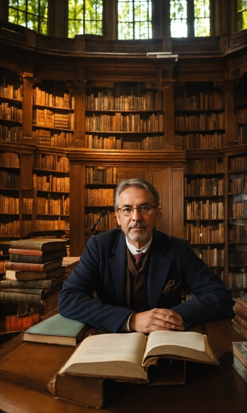 Glasses, Photograph, Bookcase, Furniture, Book, Publication