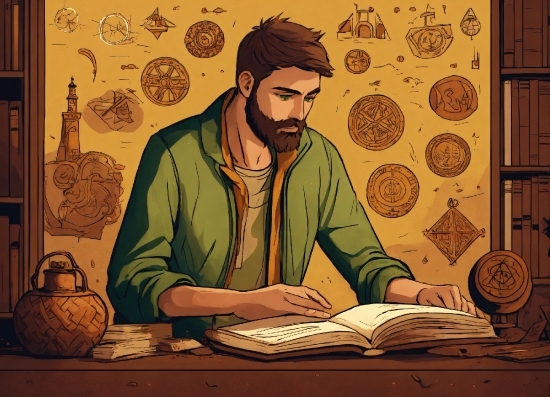 Art, Adaptation, Beard, Table, Font, Illustration