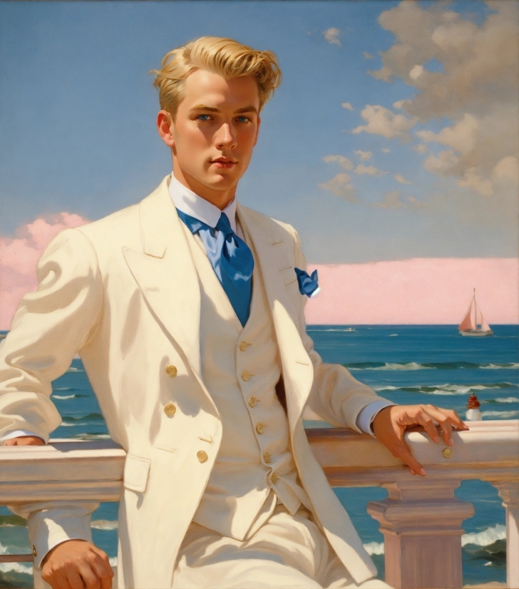 Sky, Water, Cloud, Dress Shirt, Sleeve, Collar