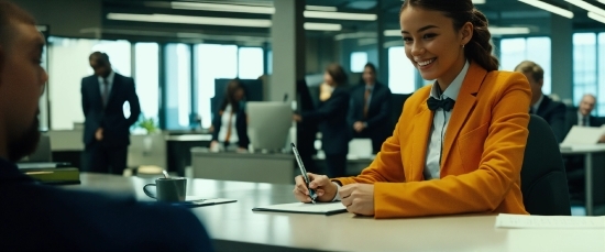 Table, Smile, Desk, Blazer, Whitecollar Worker, Event