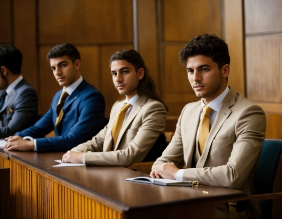 Tie, Human, Table, Collar, Suit, Dress Shirt