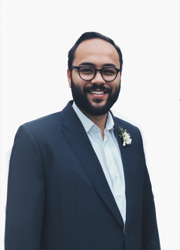 Glasses, Smile, Vision Care, Beard, Dress Shirt, Sleeve