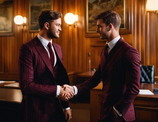 Greeting, Smile, Gesture, Tie, Handshake, Blazer