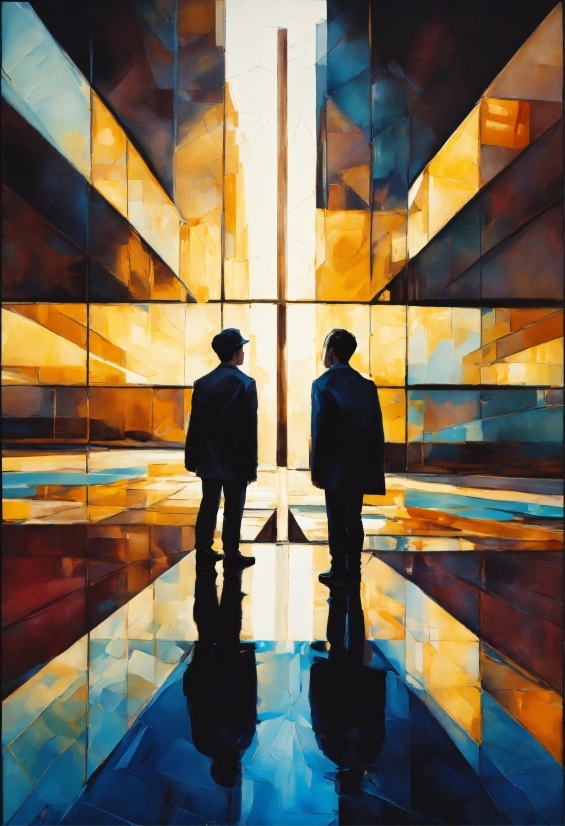 Orange, Sky, Rectangle, Symmetry, Tints And Shades, Art