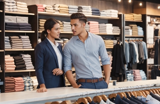 Dress Shirt, Idiophone, Shelf, Sleeve, Customer, Collar