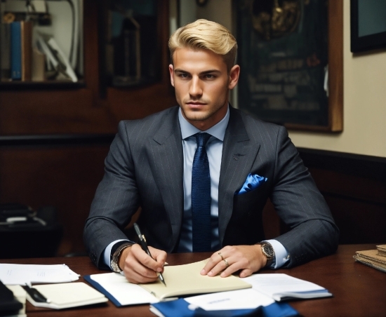 Table, Picture Frame, Tie, Dress Shirt, Collar, Microphone