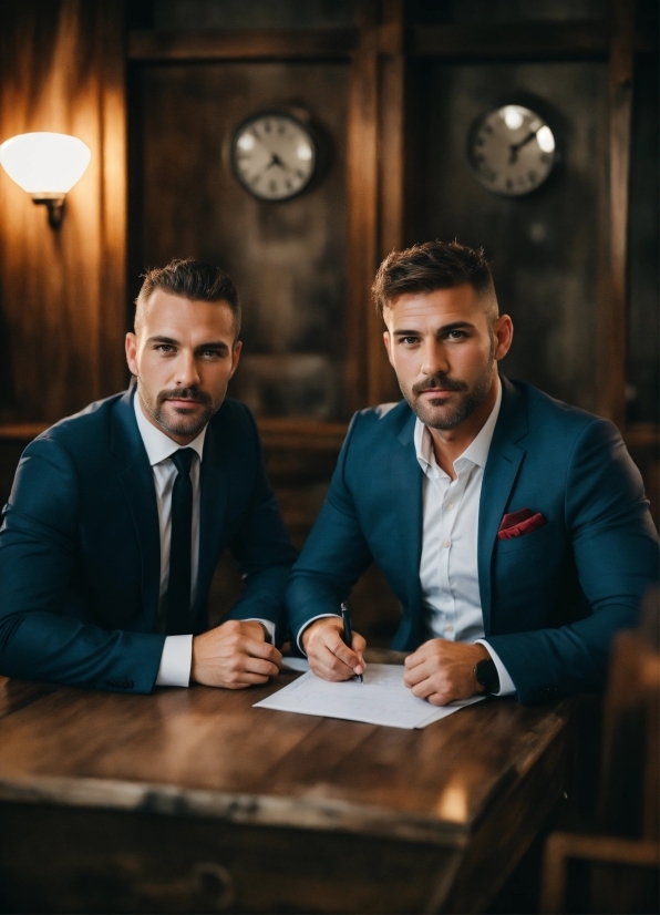 Table, Human, Flash Photography, Fashion, Gesture, Suit