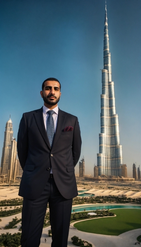 Sky, Skyscraper, Building, Dress Shirt, Tower, Sleeve