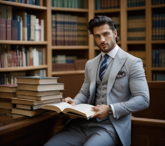 Book, Dress Shirt, Sleeve, Publication, Bookcase, Collar