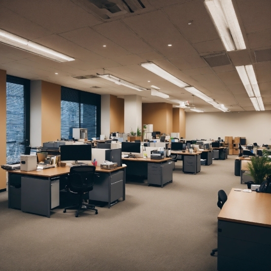 Table, Furniture, Computer Monitor, Desk, Building, Office Chair