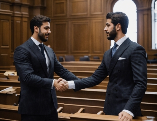 Greeting, Handshake, Coat, Smile, Gesture, Suit