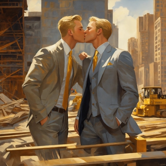 Kiss, Window, Gesture, Suit, Dress Shirt, Wood