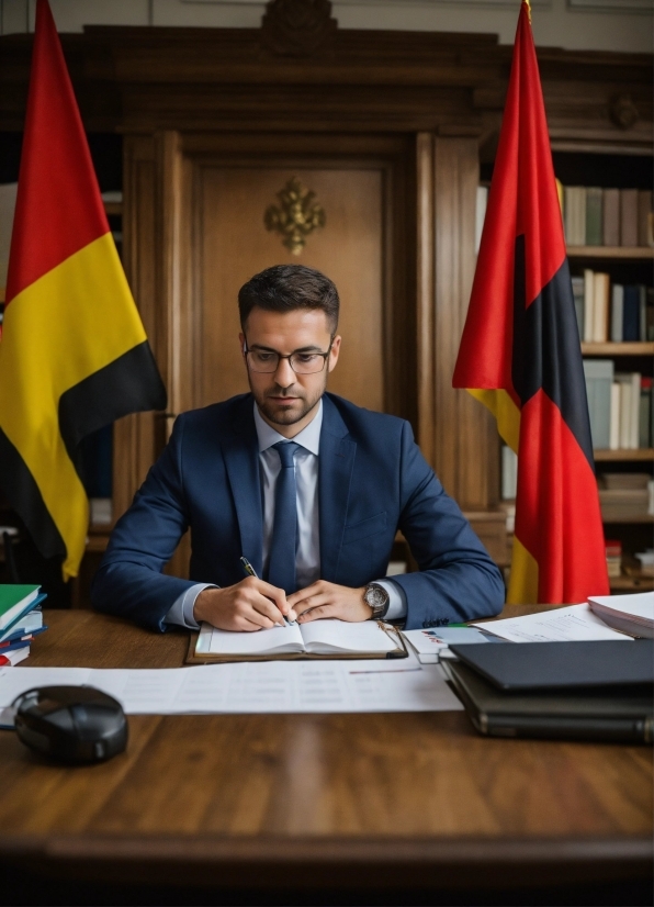 Table, Furniture, Flag, Desk, Tie, Chair