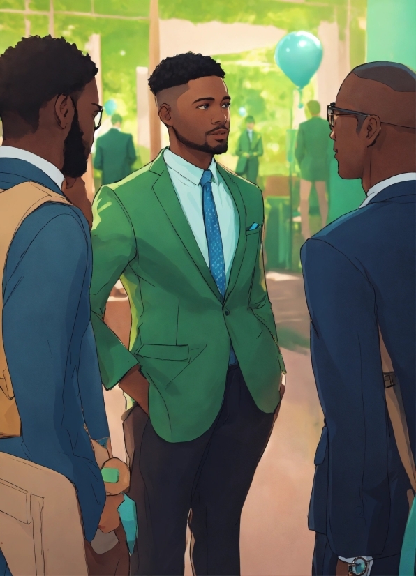 Green, Sleeve, Standing, Gesture, Interaction, Blazer