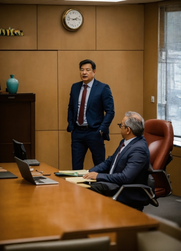 Table, Window, Tie, Chair, Clock, Laptop