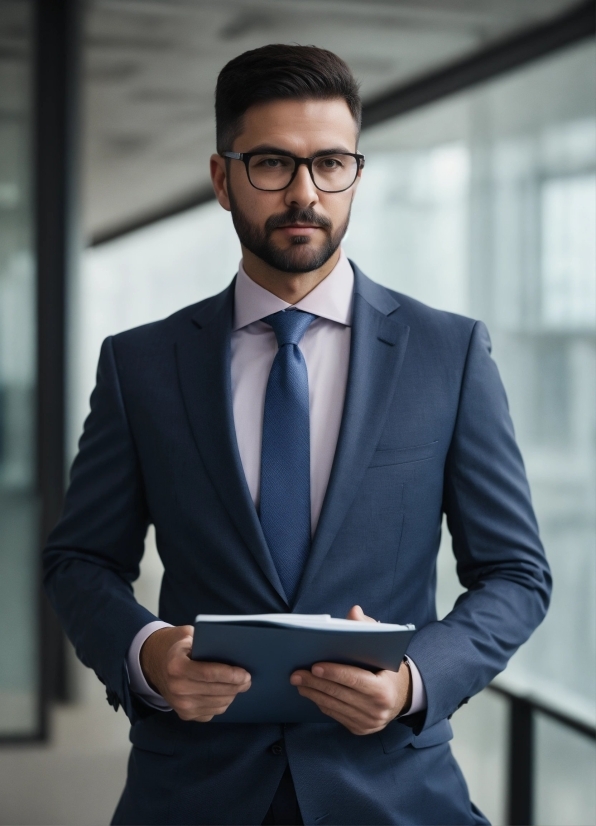 Glasses, Tie, Dress Shirt, Vision Care, Neck, Sleeve