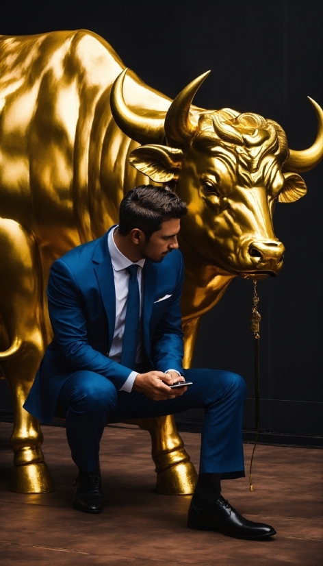 Sculpture, Tie, Art, Working Animal, Bull, Fun