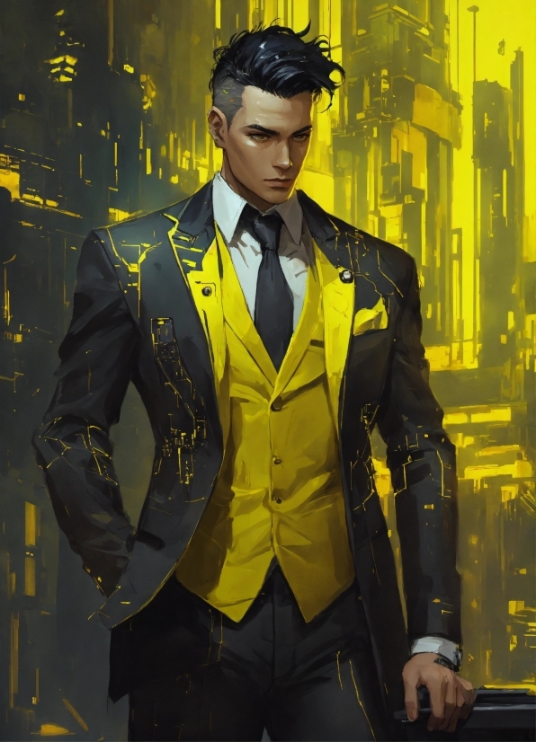 Sleeve, Standing, Gesture, Yellow, Collar, Cool