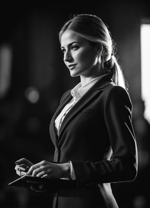 Hairstyle, Flash Photography, Sleeve, Gesture, Blackandwhite, Style