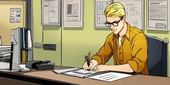 Table, Eyewear, Desk, Cartoon, Writing Desk, Writing Implement