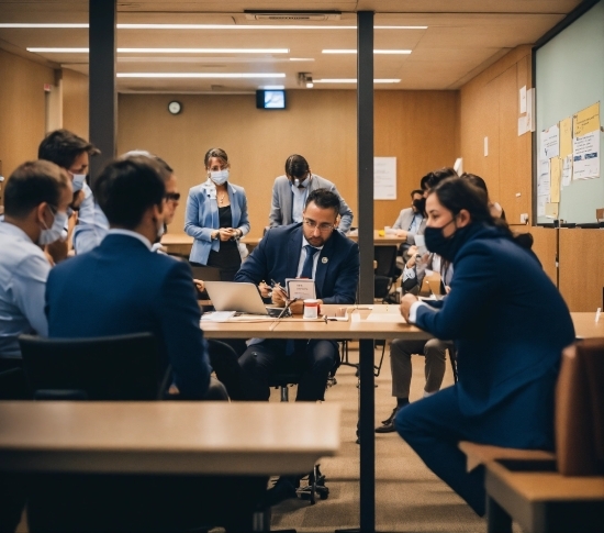 Table, Jacket, Chair, Event, Building, Conversation