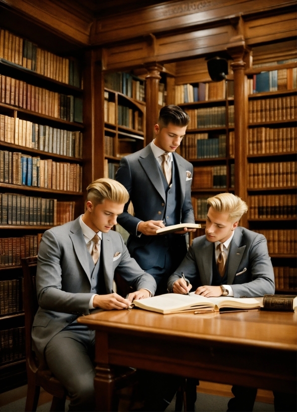 Table, Bookcase, Furniture, Shelf, Coat, Tie