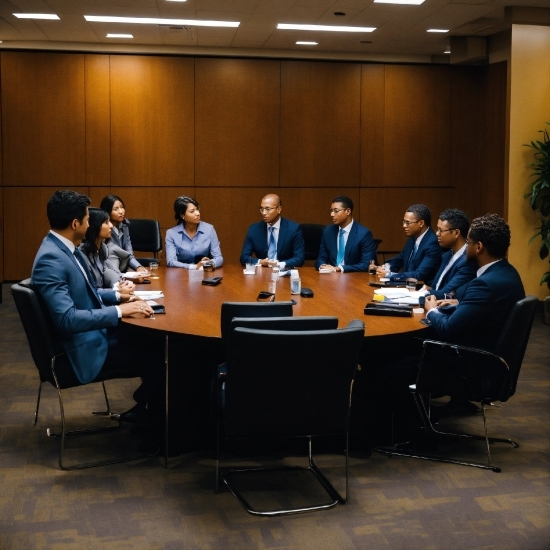 Table, Furniture, Chair, Conference Room Table, Coat, Plant