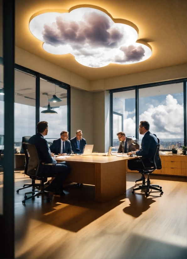 Furniture, Table, Cloud, Building, Office Chair, Suit