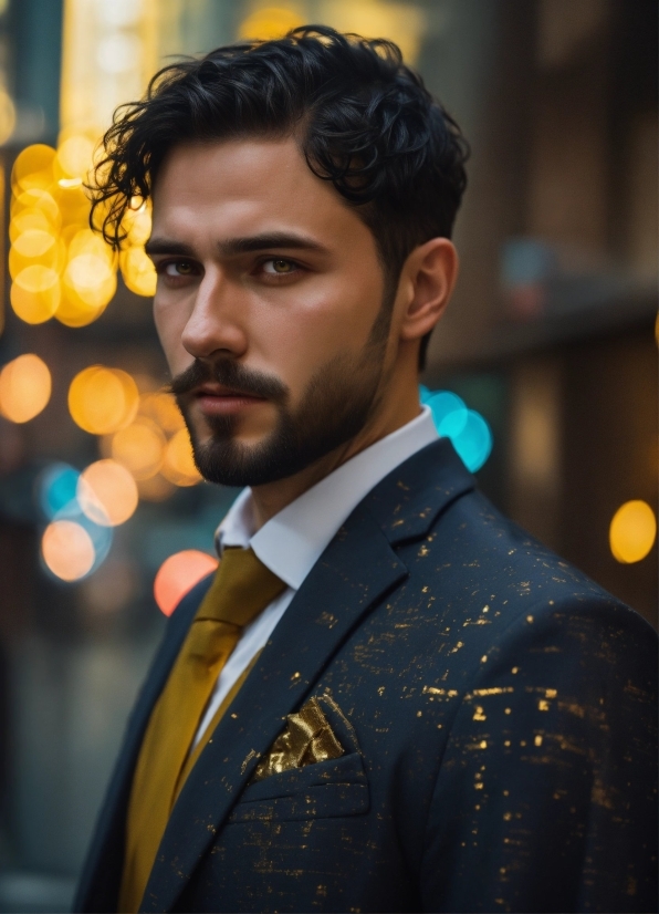 Forehead, Hairstyle, Dress Shirt, Flash Photography, Beard, Gesture