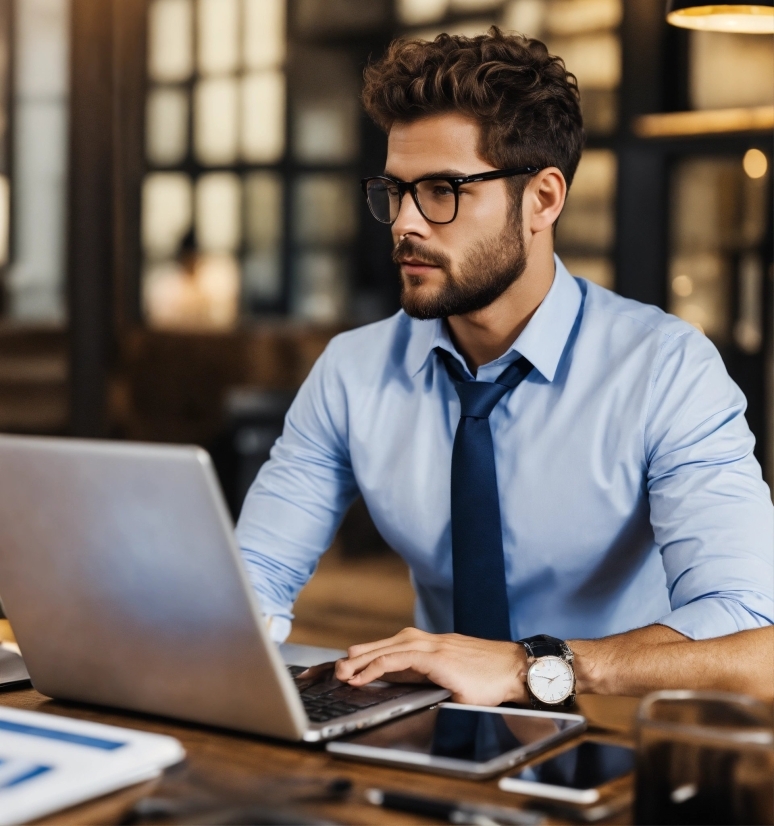 Watch, Computer, Personal Computer, Laptop, Table, Dress Shirt