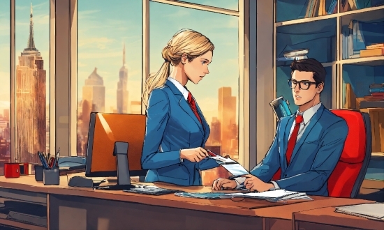 Table, Cartoon, Art, Desk, Whitecollar Worker, Painting