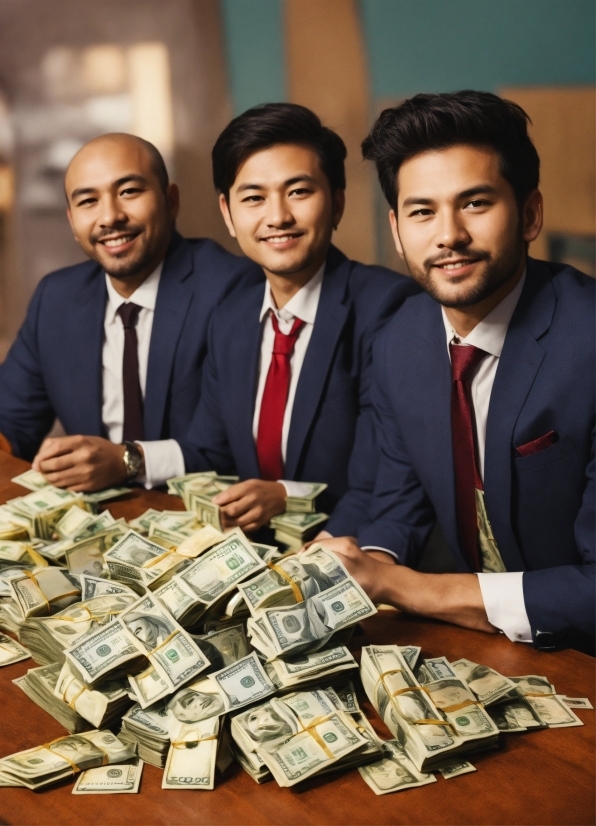 Face, Smile, Table, Human, Tie, Suit