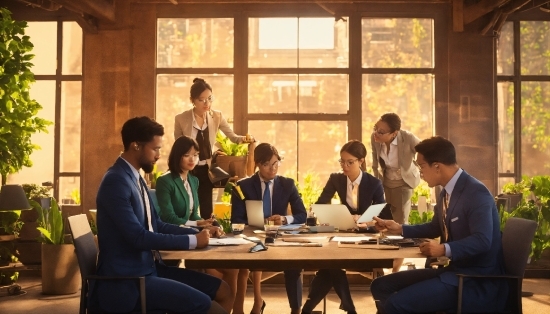 Table, Outerwear, Furniture, Coat, Plant, Window