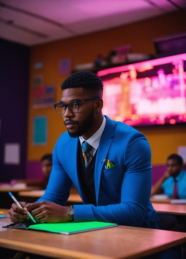 Glasses, Table, Eyewear, Tie, Fun, Blazer