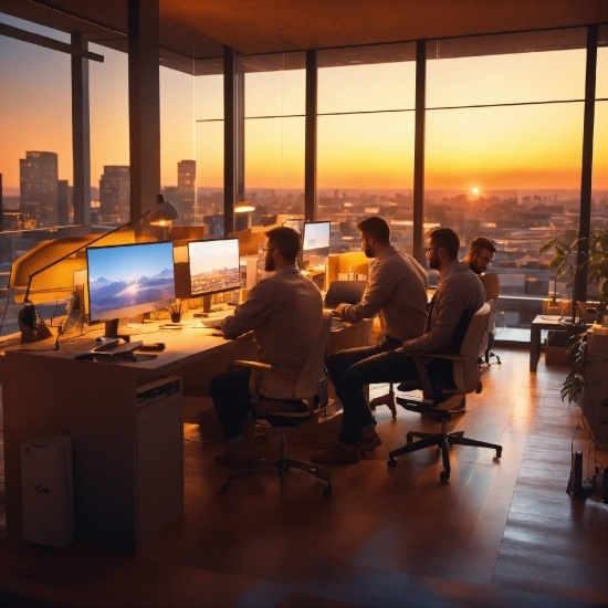 Table, Furniture, Sky, Computer, Desk, Computer Monitor