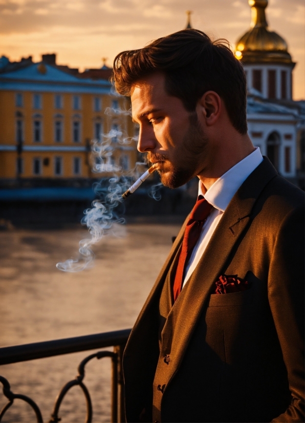 Water, Dress Shirt, Sky, Flash Photography, Tie, Coat