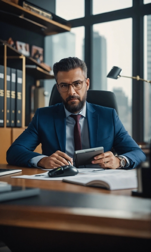 Microphone, Table, Human, Chair, Tie, Suit