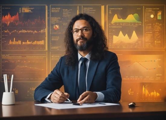 Beard, Spokesperson, Table, Blazer, Suit, Tie