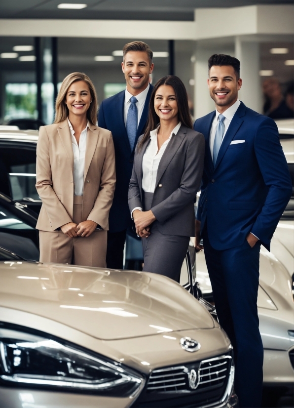 Suit Trousers, Face, Smile, Car, Vehicle, Photograph