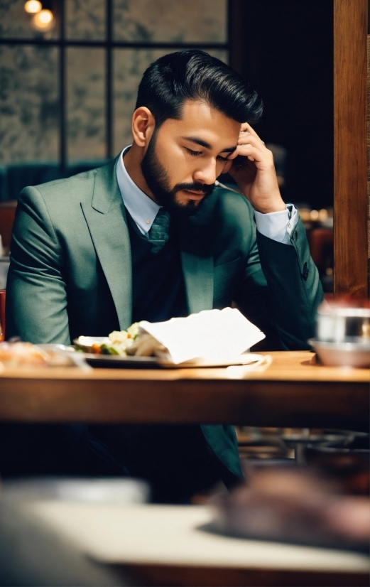 Tie, Tableware, Flash Photography, Suit, Table, Whitecollar Worker