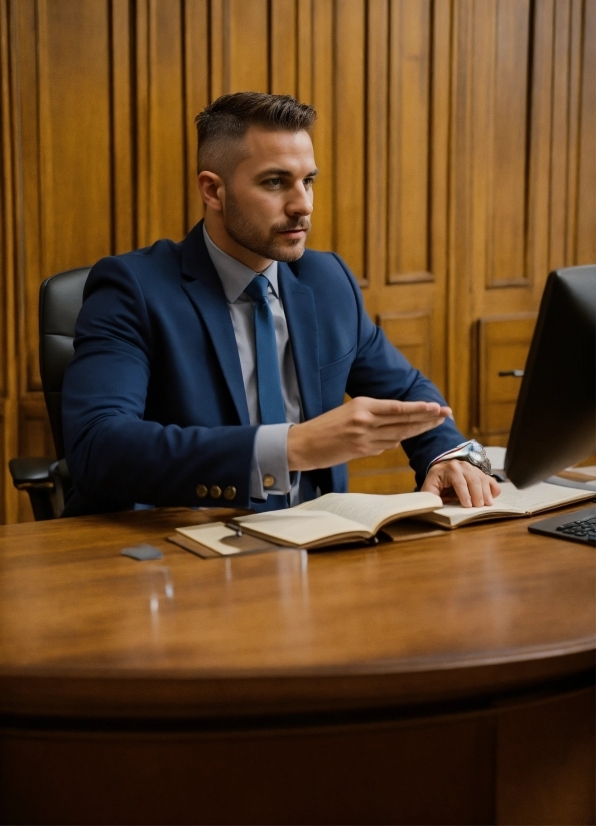 Table, Furniture, Tie, Dress Shirt, Microphone, Spokesperson