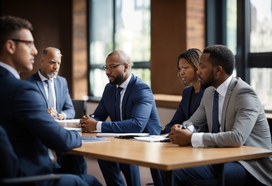 Table, Coat, Chair, Tie, Suit, Interaction