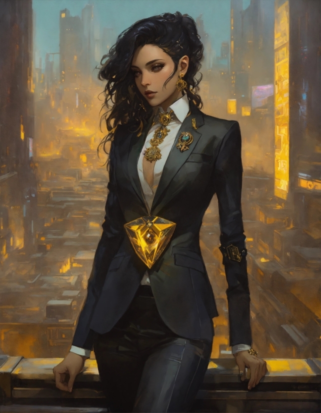 Sleeve, Black Hair, Fashion Design, Cg Artwork, Blazer, Art