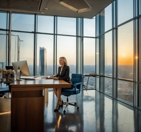 Building, Furniture, Table, Sky, Office Chair, Interior Design