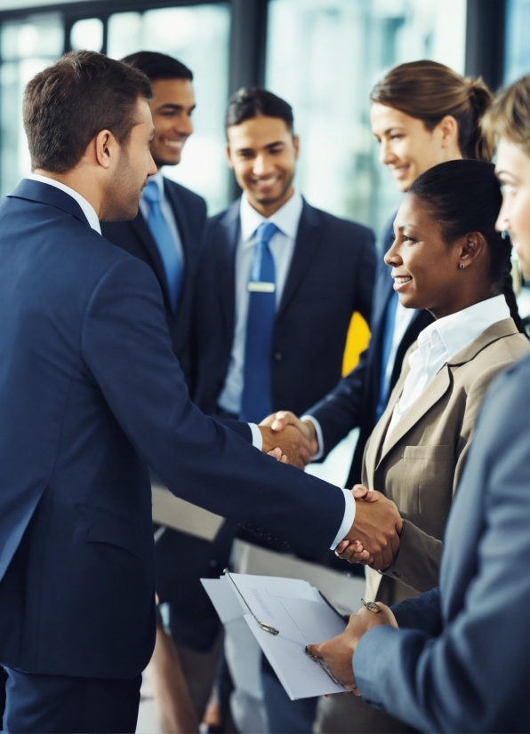 Smile, Handshake, Greeting, Coat, Tie, Sleeve