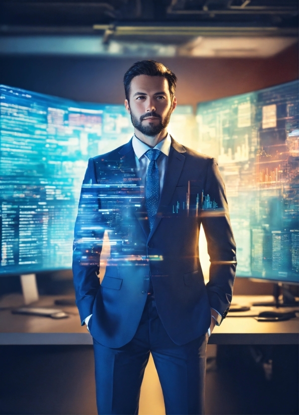 Blue, Dress Shirt, Azure, Flash Photography, Standing, Collar