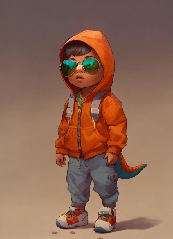 Head, Outerwear, Sleeve, Orange, Gesture, Goggles